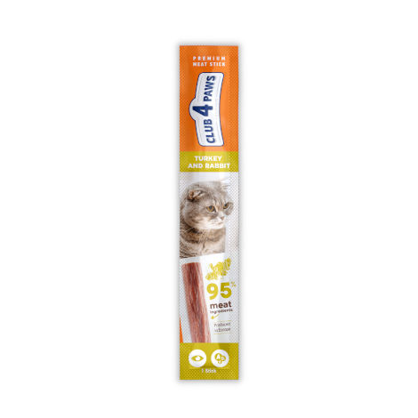 CLUB 4 PAWS Premium meaty stick: TURKEY. With RABBIT. Complementary pet food for cats