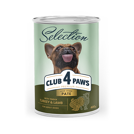 CLUB 4 PAWS Premium Complete canned pet food for adult dogs «Pate with turkey and lamb»