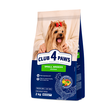 CLUB 4 PAWS Premium for SMALL breeds. omplete dry pet food for adult dogs