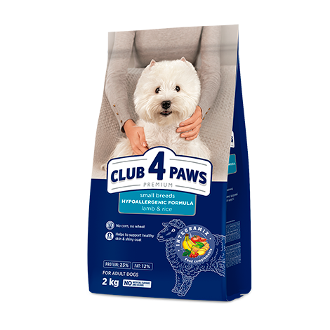 CLUB 4 PAWS Premium Lamb and Rice for adult dogs of Small breeds. omplete dry pet