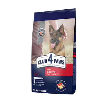 CLUB 4 PAWS Premium "Active". Сomplete dry pet food for adult active dogs of all breeds