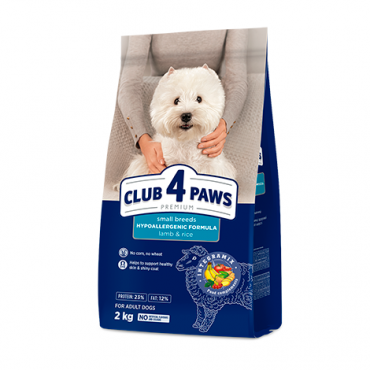 CLUB 4 PAWS Premium "Lamb and Rice" for adult dogs of Small breeds. Сomplete dry pet food