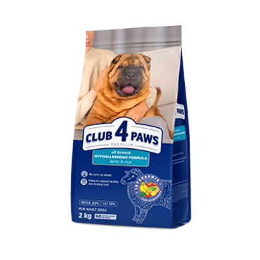 CLUB 4 PAWS Premium "Lamb and Rice" for adult dogs of all breeds. Сomplete dry pet food