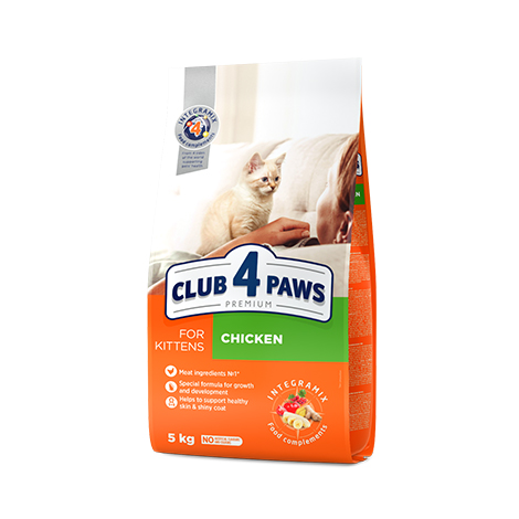 CLUB 4 PAWS Premium for kittens "Chicken". Сomplete dry pet food