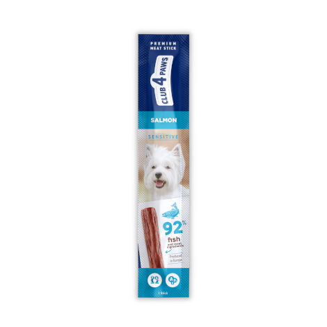 CLUB 4 PAWS SENSITIVE Premium meaty stick: SALMON. Complementary pet food for dogs
