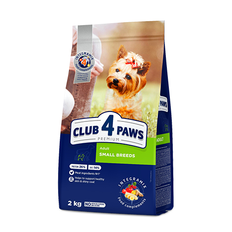 CLUB 4 PAWS Premium for SMALL breeds. Сomplete dry pet food for adult dogs