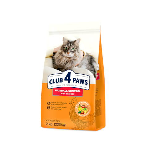 CLUB 4 PAWS Premium "HAIRBALL CONTROL". Сomplete dry pet food for adult cats