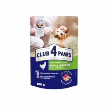 CLUB 4 PAWS Premium "With chicken in jelly". Сomplete canned pet food for adult dogs