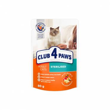 CLUB 4 PAWS Premium "Sterilised". Сomplete canned pet food for adult sterilised cats