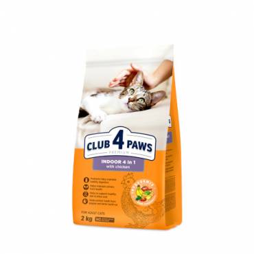 CLUB 4 PAWS Premium "INDOOR 4 in 1". Сomplete dry pet food for adult cats