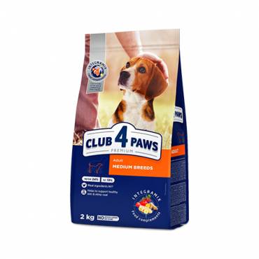 CLUB 4 PAWS Premium for MEDIUM breeds. Сomplete dry pet food for adult dogs