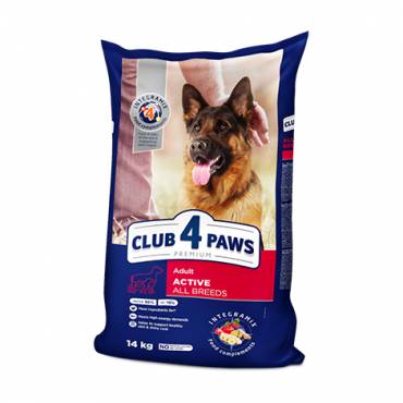 CLUB 4 PAWS Premium "Active". Сomplete dry pet food for adult active dogs of all breeds