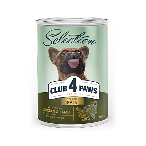 CLUB 4 PAWS Premium Complete canned pet food for adult dogs «Pate with chicken and lamb»