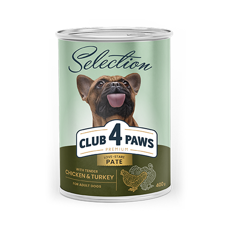 CLUB 4 PAWS Premium Complete canned pet food for adult dogs «Pate with chicken and turkey»