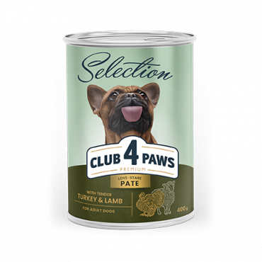 CLUB 4 PAWS Premium Complete canned pet food for adult dogs «Pate with turkey and lamb»