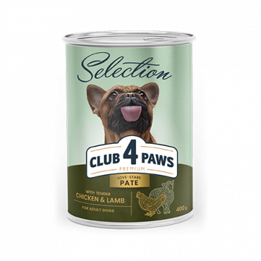 CLUB 4 PAWS Premium Complete canned pet food for adult dogs «Pate with chicken and lamb»