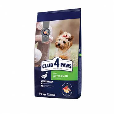 CLUB 4 PAWS PREMIUM FOR SMALL BREEDS «WITH DUCK». СOMPLETE DRY PET FOOD FOR ADULT DOGS