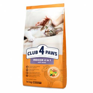 CLUB 4 PAWS PREMIUM " INDOOR 4 IN 1". СOMPLETE DRY PET FOOD FOR ADULT CATS WITH LAMB