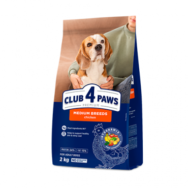 CLUB 4 PAWS Premium for MEDIUM breeds. Сomplete dry pet food for adult dogs